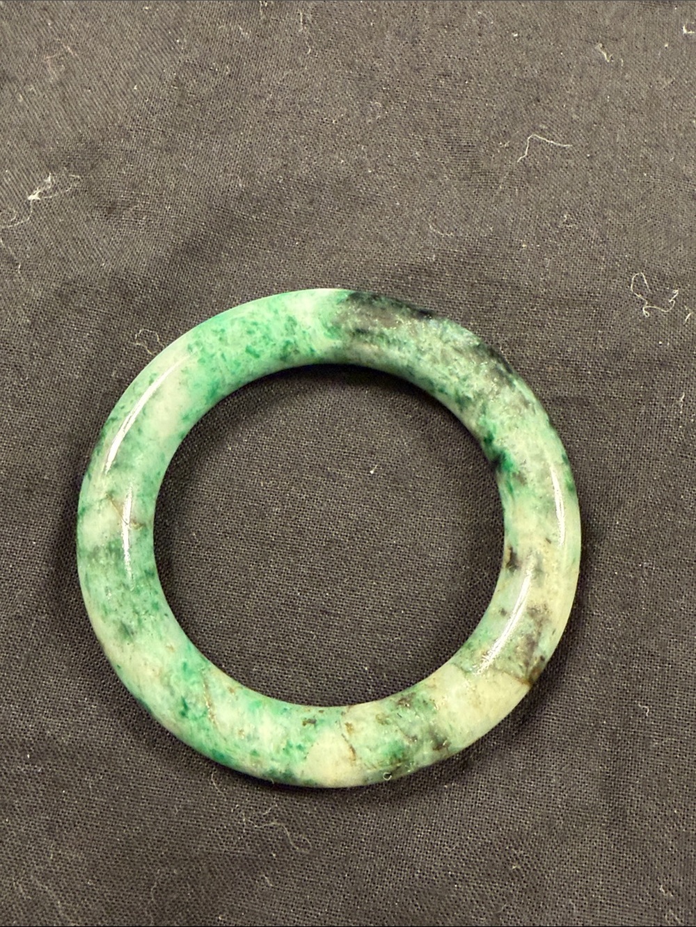 Green Marbled Jade-Effect Round Bangle Bracelet - Women Jewelry